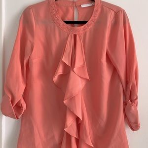 New York & Company top with sequencing around the neck